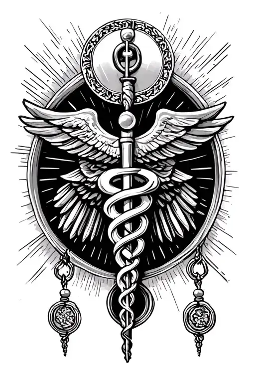 Saint Benedict Pendant With Caduceus Staff Symbol
