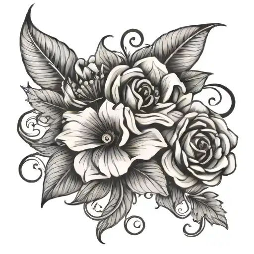 Name With Flowers Intertwined