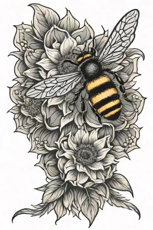 Honey Comb Bee With Sunflower