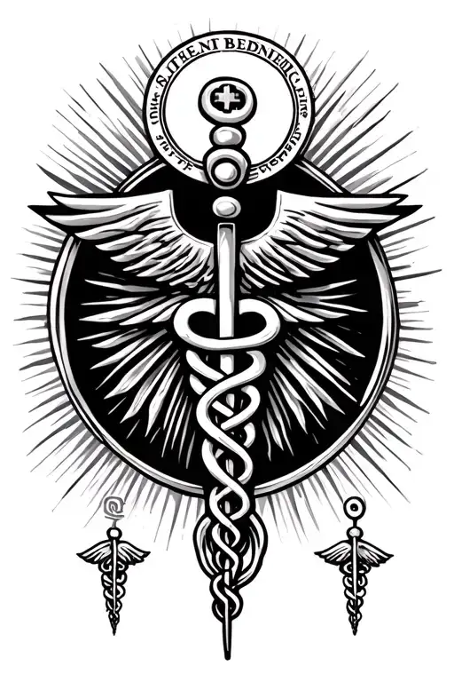 Saint Benedict Pendant With Caduceus Staff Symbol