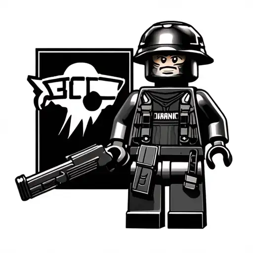Lego Soldier Holding An Ak 47 Gun Belt And Holsters