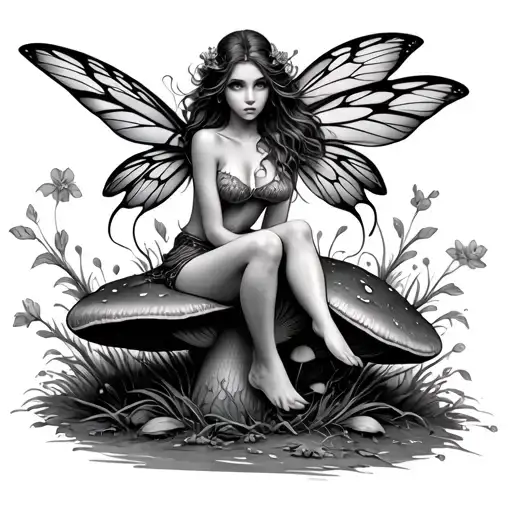 Fairy Sitting On A Mushroom