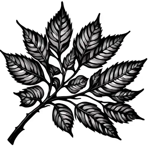 Branch With Leaves That Have Trippy Patterns Inside