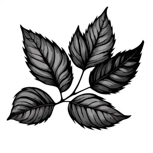 Branch With Leaves That Have Alternative Patters Within The Leaves