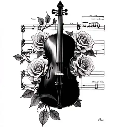 Cello Music Sheet And Roses