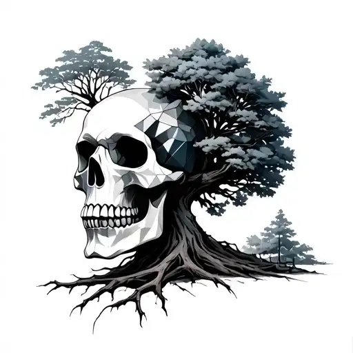 Geometric Skull And Tree Growing