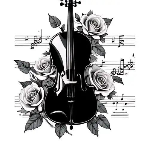 Cello Music Sheet And Roses