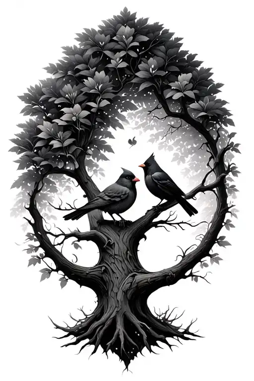 Tree Of Life With Cardinal Perched