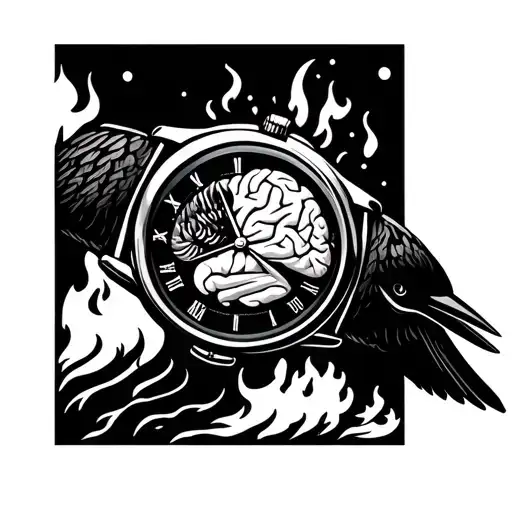 Gusset Watch And Brain Bird With Forest Fire