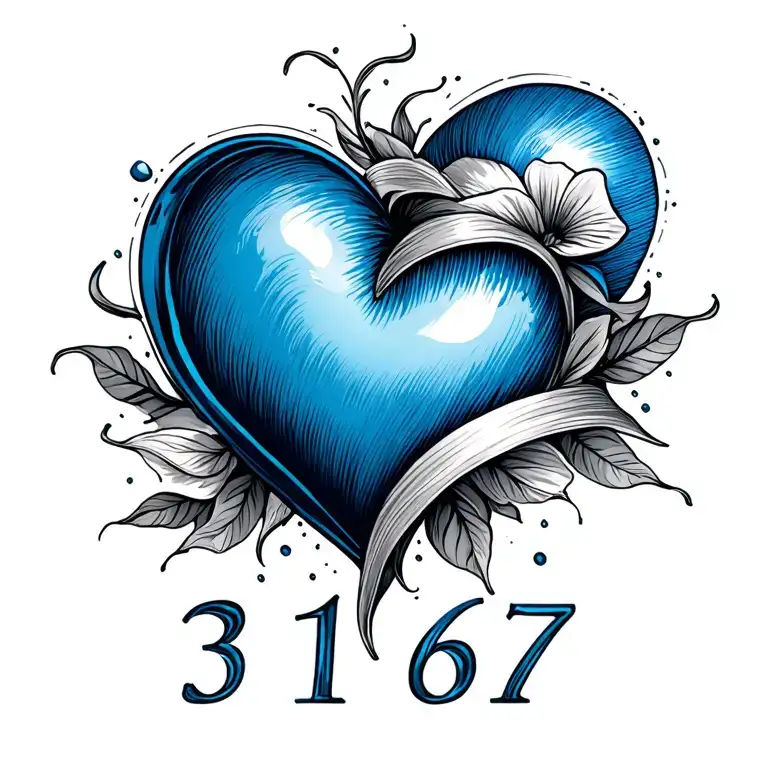 Blue Heart With Number 3167