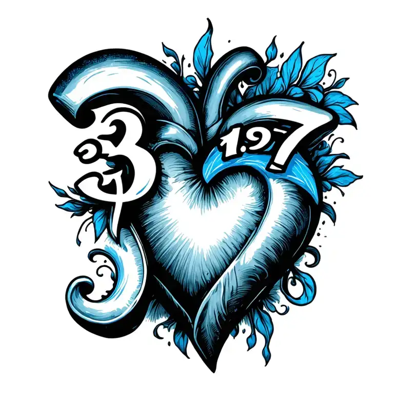 Blue Heart With Number 3167