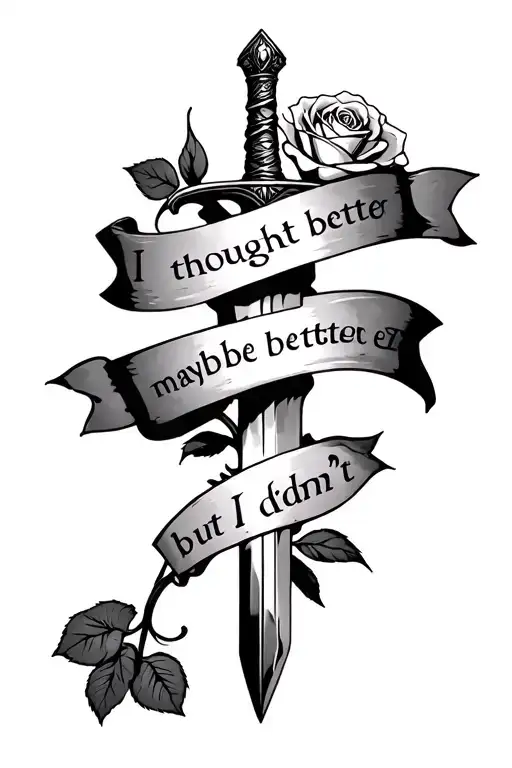 Sword Through A Rose Wrapped In A Banner That Says I Thought I Got Better But Maybe I Didn't
