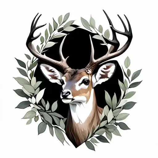 Deer And Olive Leaves