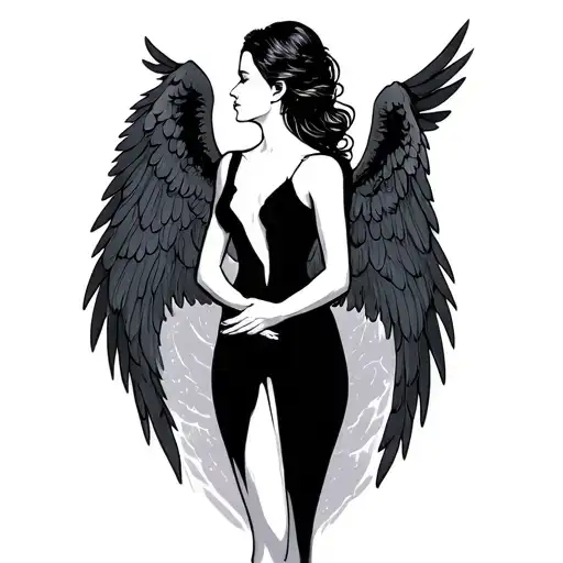 Maman From Back With Wings Giving A Woman's Hand