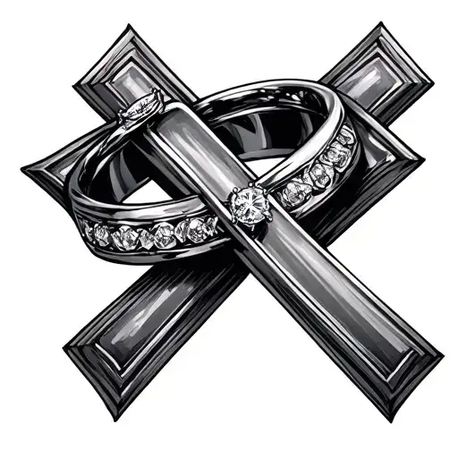 Cross With Wedding Rings