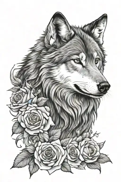 Wolf Blended By Roses