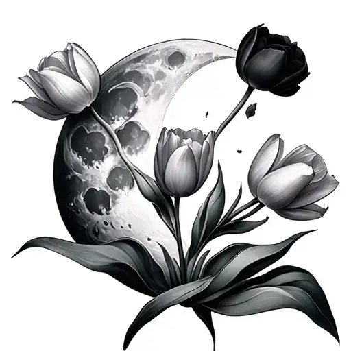 Moon And Tulips Black