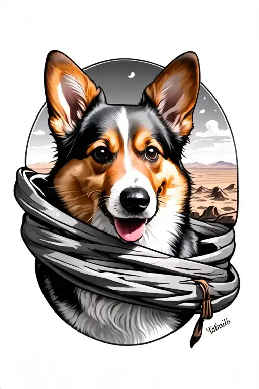Beautiful Desert Scenery With Corgi Wrap Around