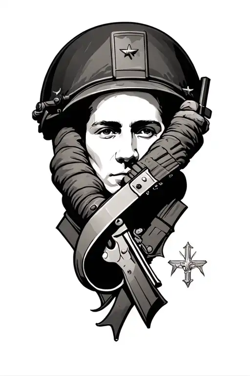 War Memorials Intertwined With A Soldier's