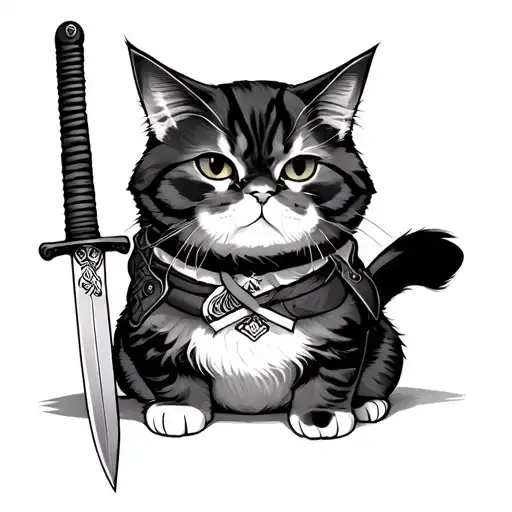 Ghibli Style Cat With A Katana