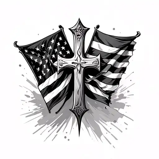 Cross And Flag Intertwined