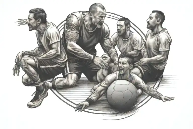 Family Watching Handball Player In Action