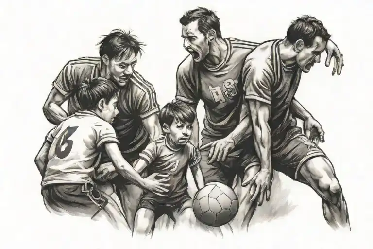 Family Watching Handball Player In Action