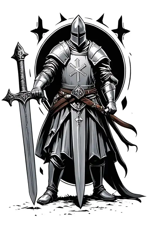 Knights Templar Knight With A Sword