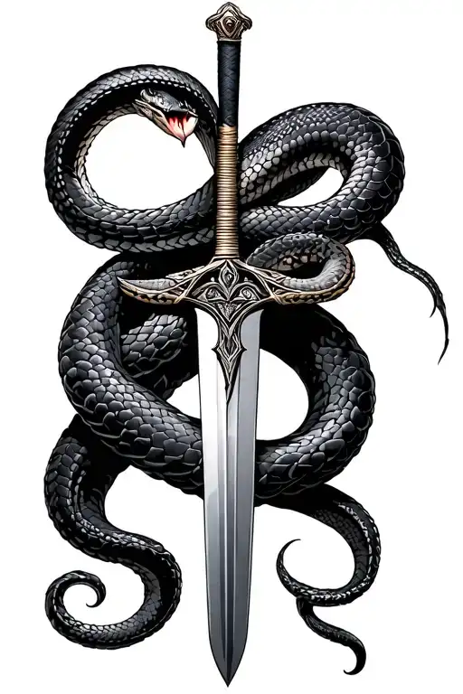 Snake Wrapped Around Sword