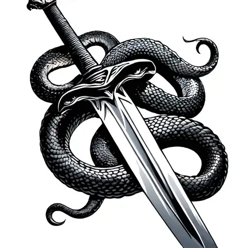 Snake Wraping Around A Sword
