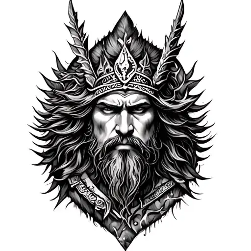 Forrest Themed Half Sleeve With Nordic God