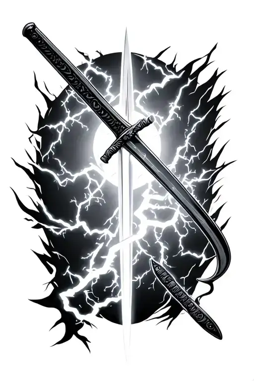 Katana Sword With Lightning