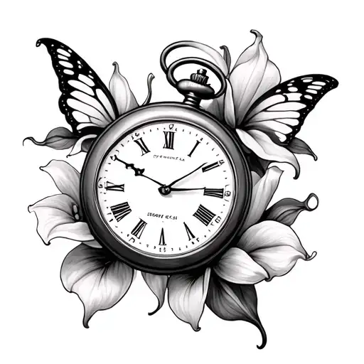 Pocket Watch Butterfly Calla