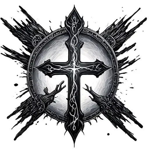 Futuristic Biblical Verse Infused With A Cross