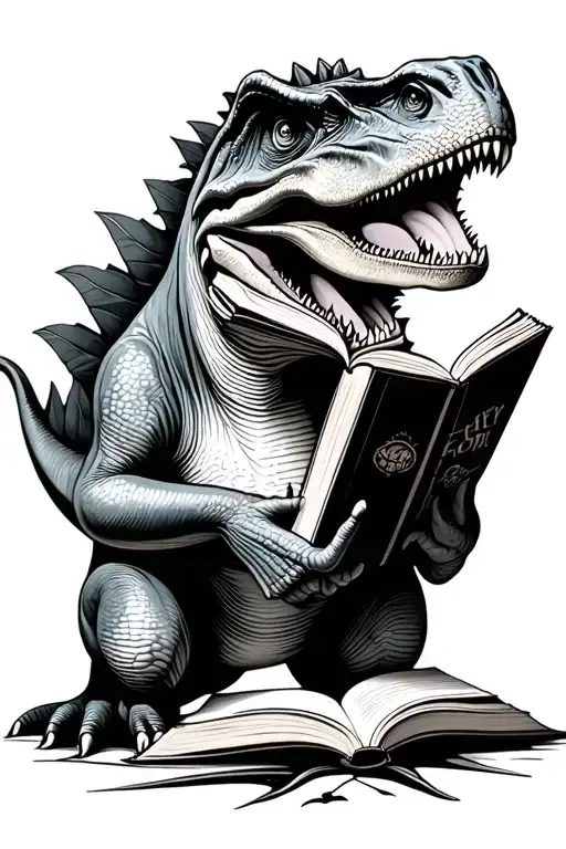 A Dinosaur Reading A Book