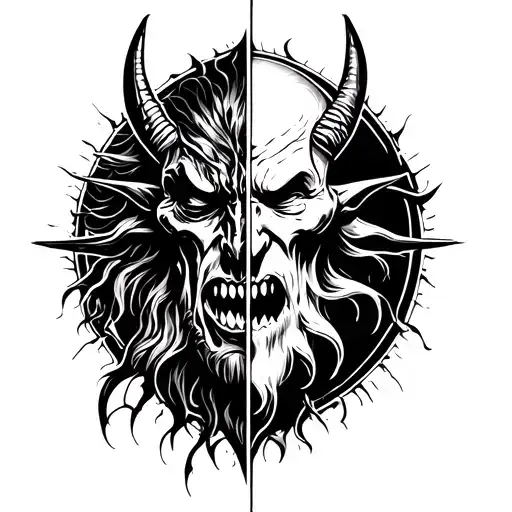 Satan Vs God Stencil