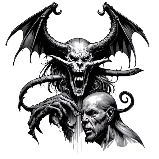 Satans Battle Versus God Stencil