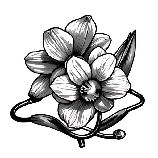 Daffodil With Stethoscope Intertwined