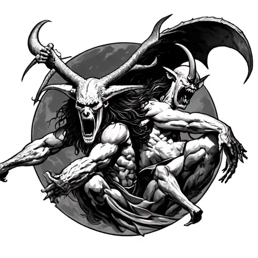 God Vs Satan Battle In Revelation Stencil