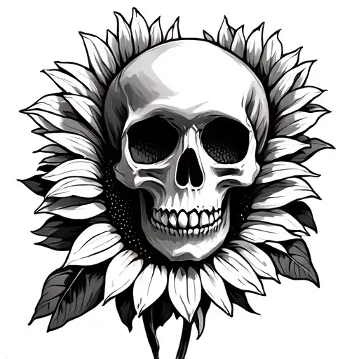 Sunrise With Skull And Sunflower
