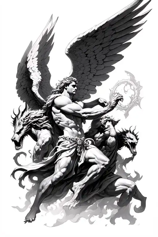 Archangel Michael Fighting Demons