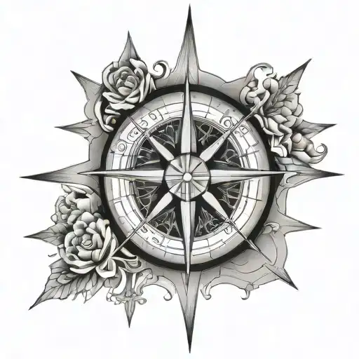 Metatron Cube Compass Rose At The Center