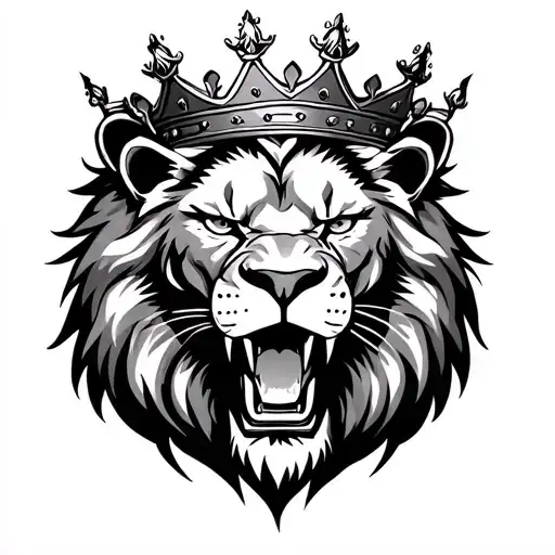 Roaring Lion Wearing A Crown