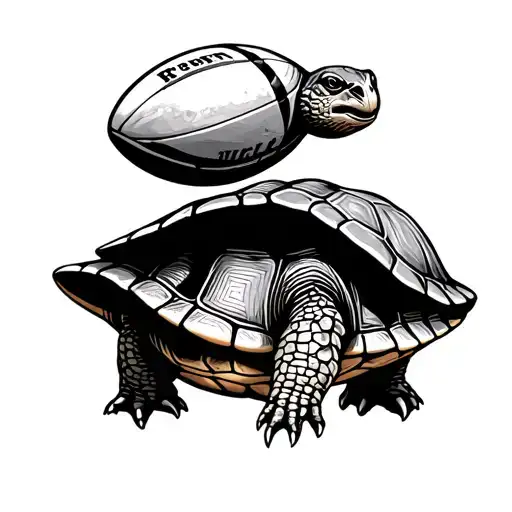 Turtle Doing A Rugby Drop With A Rugby Ball And Aiming At The Rugby Posts