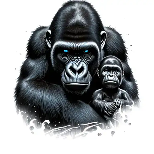 A Gorilla Mother Who Will Protect Her Child With Blue Eyes