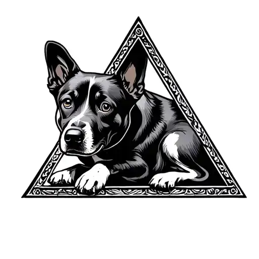 Dog And Triangle Outline Intertwined
