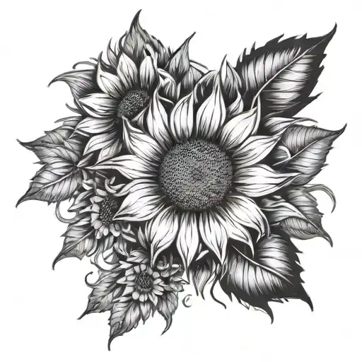 Sunflower Bouqet Tied With Barbed