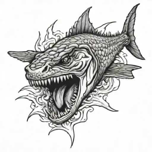 Tuna Attacking Crocodile
