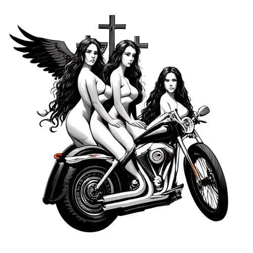3 Girls Biker Christ