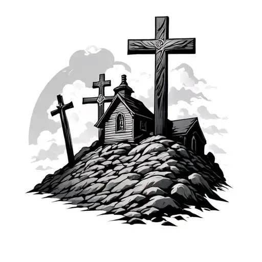 Calvary Hill With Crosses